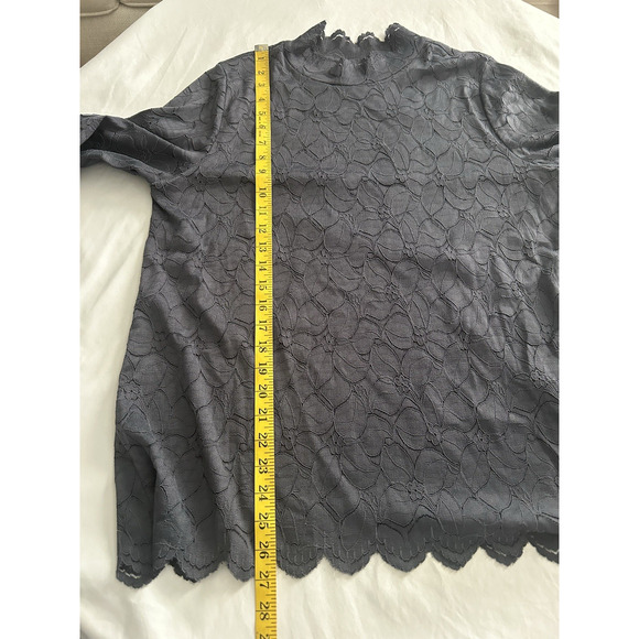 Soft Surroundings Floral Mock Neck Blouse Womens Size PL Charcoal Classic - Picture 7 of 8